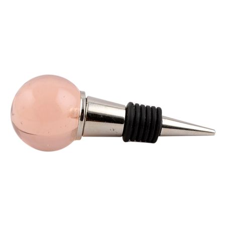Pink Round Glass Wine Stopper